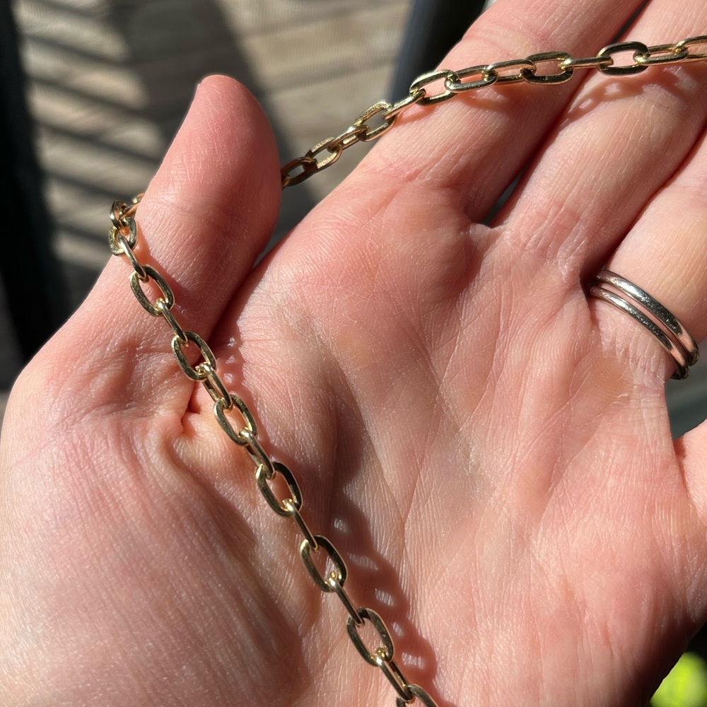 Vintage Gold Tone Paperclip Link Chain- 16”
